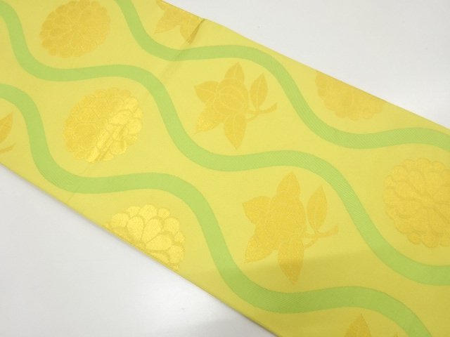 JAPANESE KIMONO / ANTIQUE FUKURO OBI / WOVEN KIKU